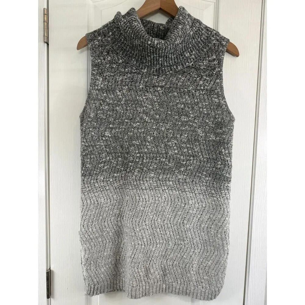 Simply Vera Vera Wang Women's Sleeveless Sweater Turtleneck Gray Size L Large